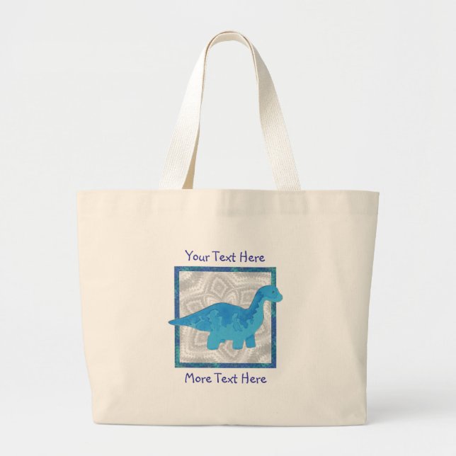 Bolso De Tela Gigante Tote azul de Dino (Frente)