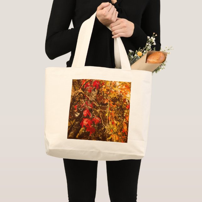 Bolso De Tela Gigante Tote Bag Autumn Vines Rojos Amarillos (Anverso (producto))