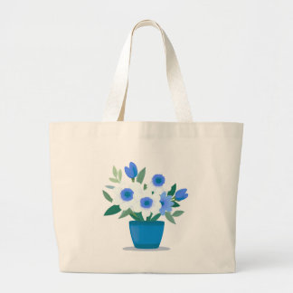 Bolso De Tela Gigante Tote Bag-Blue Flower Design