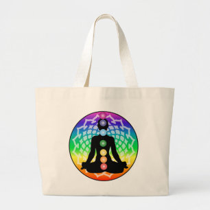 Bolso De Tela Gigante Tote Chakra Lotus - Yoga Arcoiris y arte energétic