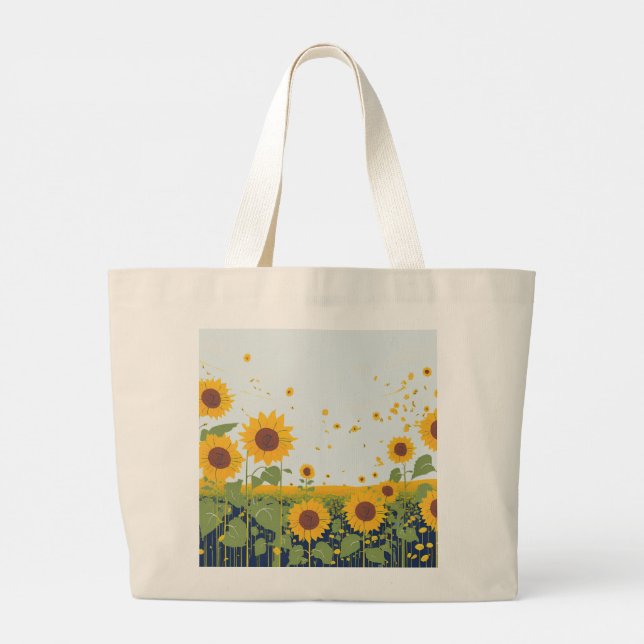 Bolso De Tela Gigante Tote comercial de girasol (Reverso)