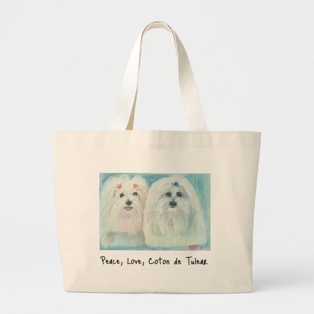 Bolso De Tela Gigante Tote Coton de Tulear (Frente)