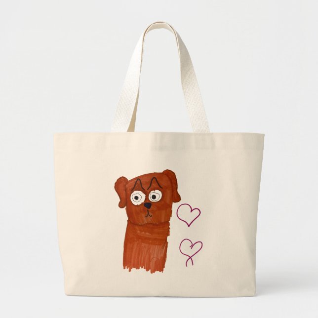 Bolso De Tela Gigante Tote de amor de cachorros (Hopkins) (Frente)