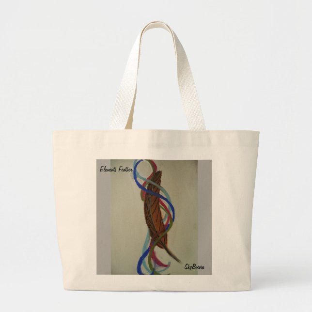 Bolso De Tela Gigante tote de arte de plumas de elementos (Frente)