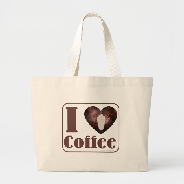 Bolso De Tela Gigante Tote de café de corazón (Frente)
