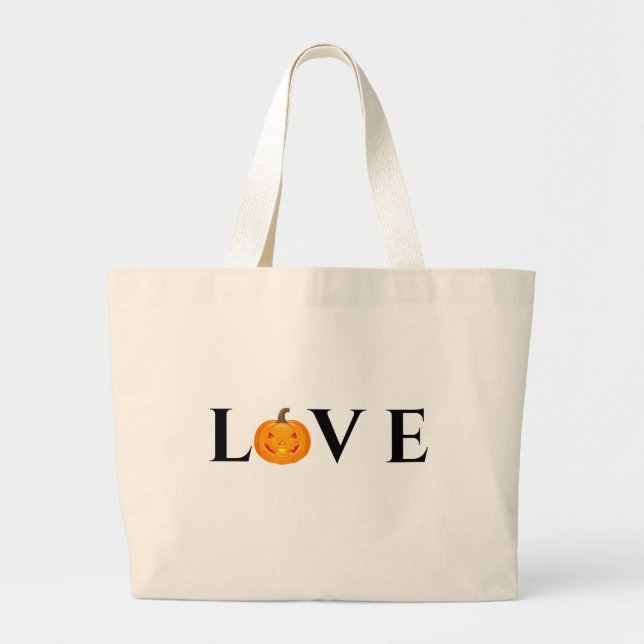 Bolso De Tela Gigante Tote de calabaza de amor (Frente)