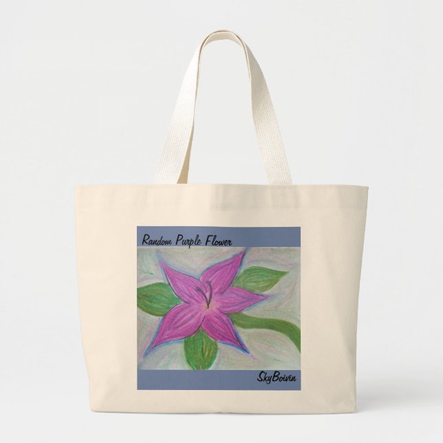 Bolso De Tela Gigante tote de flores púrpura aleatorio (Frente)
