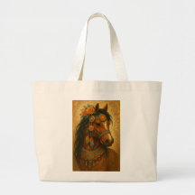 Tote de impresión reversible de caballos