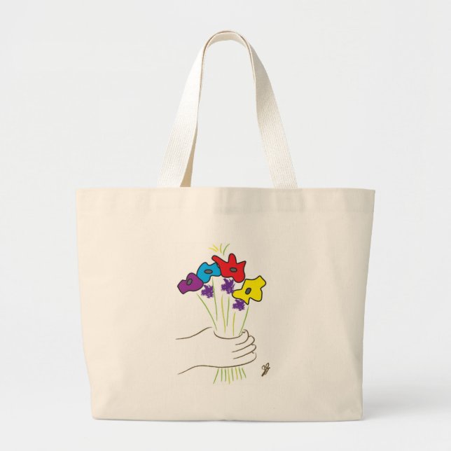 Bolso De Tela Gigante tote de la flor (Frente)