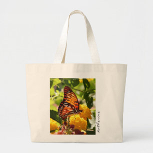 Bolso De Tela Gigante Tote de la mariposa, personalizado con nombre