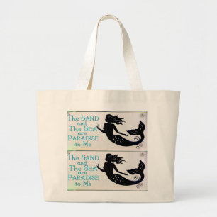 Bolso De Tela Gigante tote de la playa de la arena y de la sirena del