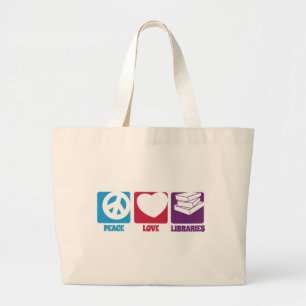 Bolso De Tela Gigante Tote de las bibliotecas de amor por la paz