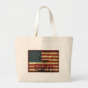 Bolso De Tela Gigante Tote de lienzo Veterano de Bandera Patriótica Amer