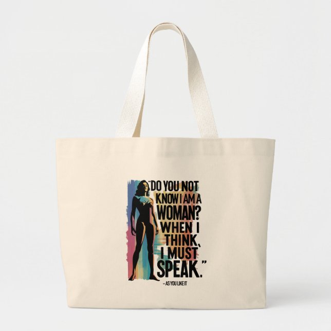 Bolso De Tela Gigante tote de Shakespeare, feminista "Voces potenciadas" (Frente)