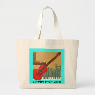 Bolso De Tela Gigante Tote del amante de música country