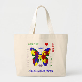 Bolso De Tela Gigante Tote del amor y de la ayuda del autismo