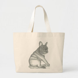 Bolso De Tela Gigante Tote del bosquejo del bulldog francés