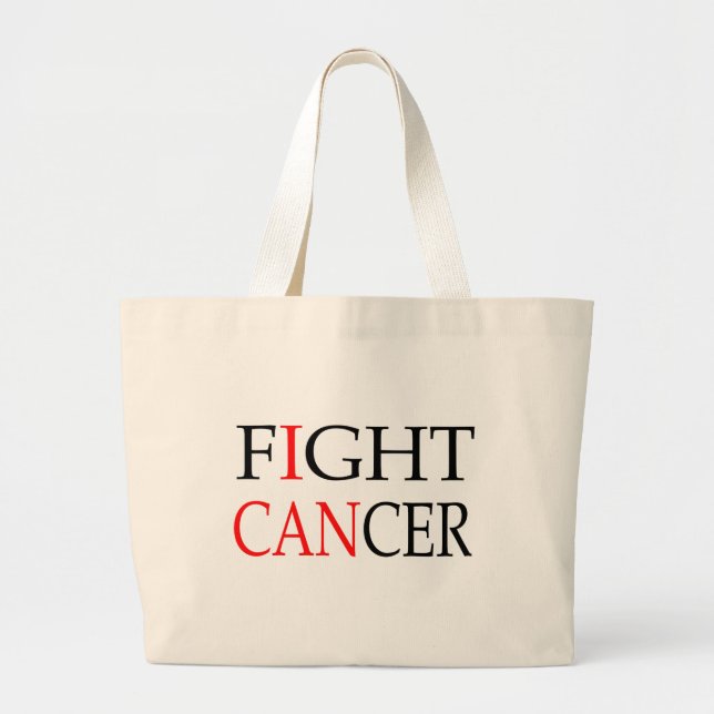 Bolso De Tela Gigante Tote del cáncer de la lucha puedo (Frente)