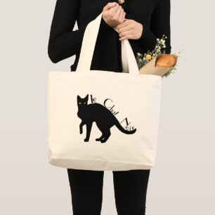Bolso De Tela Gigante Tote del francés del gato negro de Le Chat Noir
