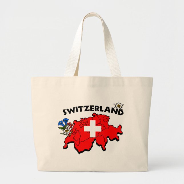 Bolso De Tela Gigante Tote del mapa de Switz (Frente)