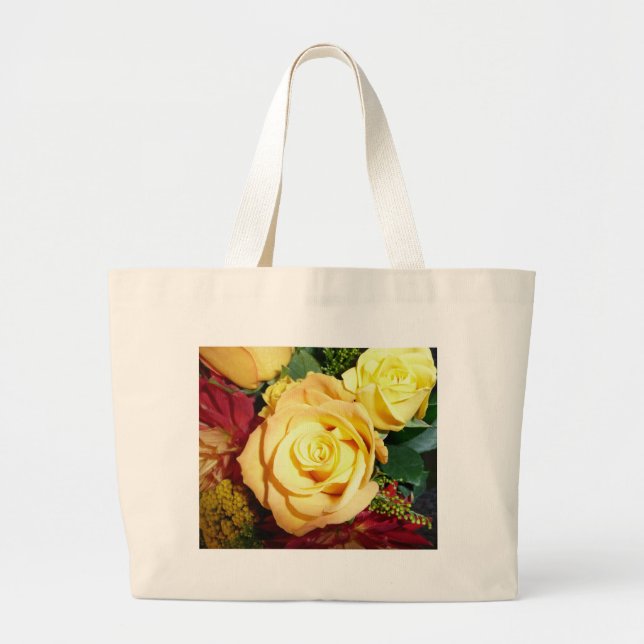 Bolso De Tela Gigante Tote del rosa amarillo (Frente)