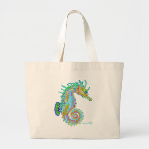Bolso De Tela Gigante Tote del Seahorse del arco iris