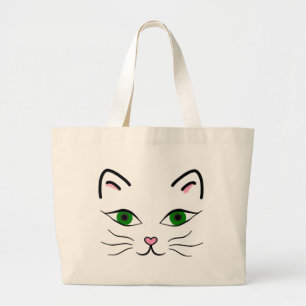 Bolso De Tela Gigante Tote enorme - cara del gatito