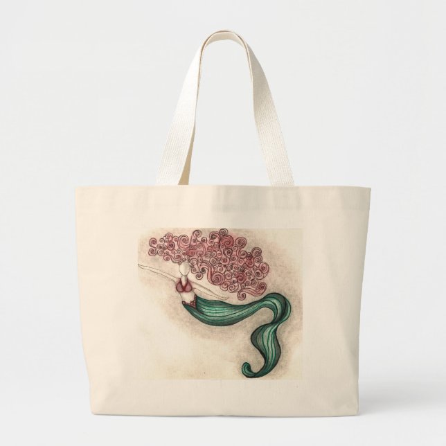 Bolso De Tela Gigante Tote enorme de la sirena (Frente)