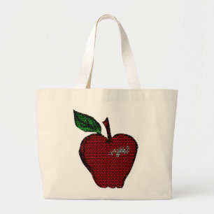 Bolso De Tela Gigante Tote Faux Tile Apple Design Grocery