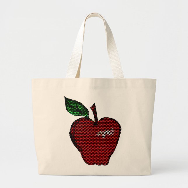 Bolso De Tela Gigante Tote Faux Tile Apple Design Grocery (Frente)