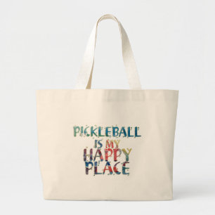 Bolso De Tela Gigante Tote feliz del lugar de Pickleball