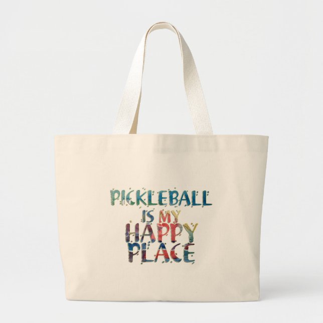 Bolso De Tela Gigante Tote feliz del lugar de Pickleball (Frente)