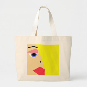 Bolso De Tela Gigante Tote femenino abstracto de la cara del dibujo