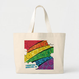 Bolso De Tela Gigante Tote - Flores arcoiris - Buellton.Art