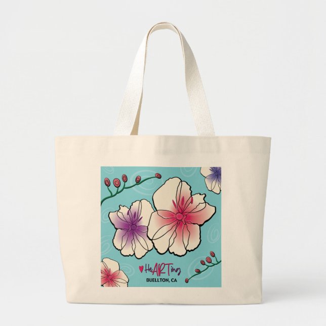Bolso De Tela Gigante Tote - Flores y vides - Buellton.Art (Frente)