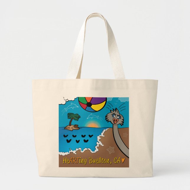 Bolso De Tela Gigante Tote - Fotobomber de avestruz - Buellton.Art (Frente)