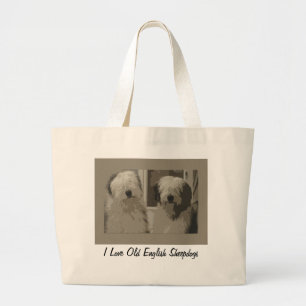 Bolso De Tela Gigante Tote inglés viejo del perro pastor