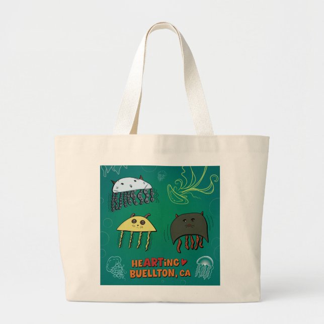 Bolso De Tela Gigante Tote - Jellies por todas partes - Buellton.Art (Frente)