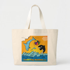 Bolso De Tela Gigante Tote - Jugando Cetáceos - Buellton.Art