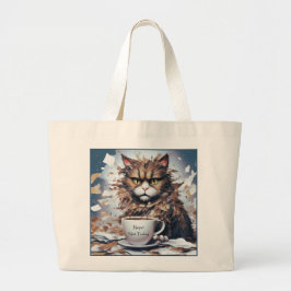 Bolso De Tela Gigante Tote Jumbo Cat con un mensaje "Not Today" curtido