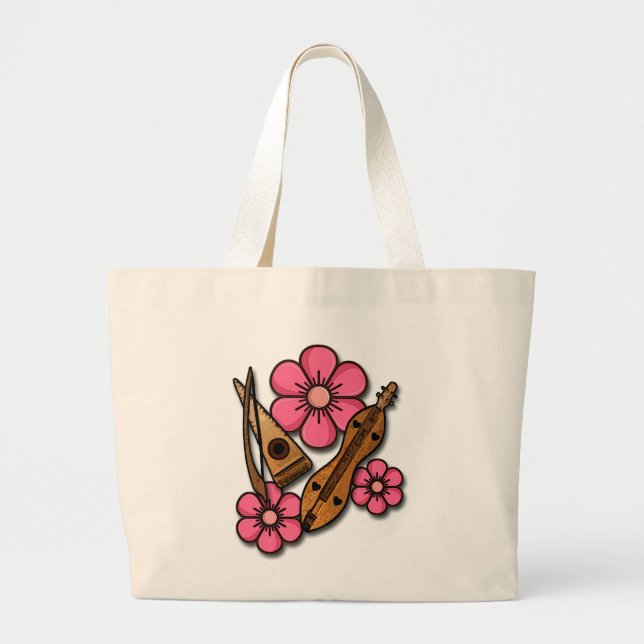 Bolso De Tela Gigante Tote Jumbo con flores favoritas (Frente)