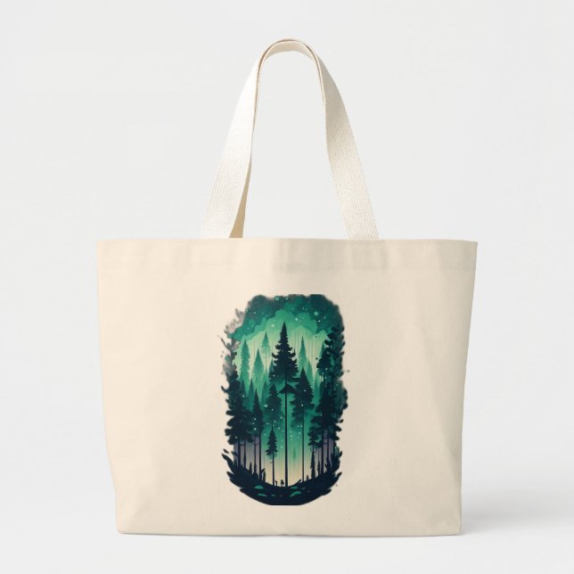 Bolso De Tela Gigante Tote Jumbo del Paisaje Forestal Pino (Frente)