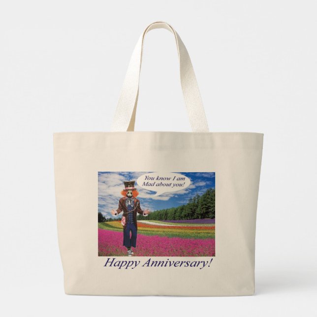 Bolso De Tela Gigante tote jumbo Feliz aniversario. panda/madhatter (Reverso)