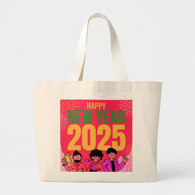 Bolso De Tela Gigante Tote Jumbo Feliz Año Nuevo 2025 (Frente)