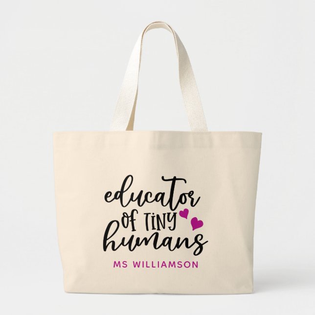 Bolso De Tela Gigante Tote Jumbo Personalizado de Apreciación del Profes (Frente)