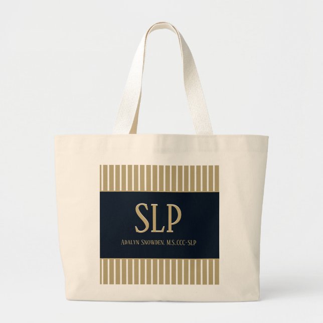 Bolso De Tela Gigante Tote Jumbo SLP (patólogo del lenguaje del habla) (Frente)