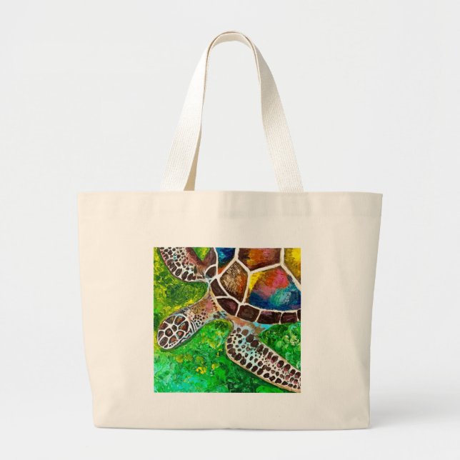 Bolso De Tela Gigante Tote Jumbo Turtle (Frente)