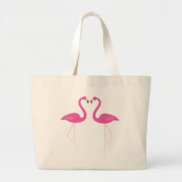 Bolso De Tela Gigante Tote Kissing Flamingos