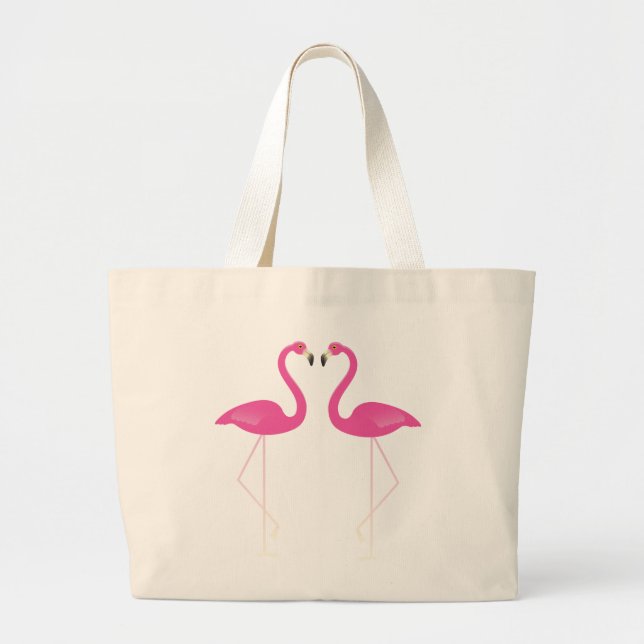 Bolso De Tela Gigante Tote Kissing Flamingos (Frente)