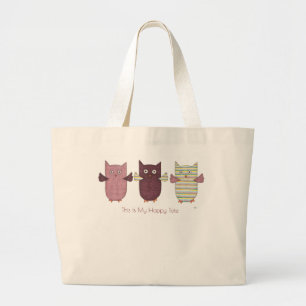 Bolso De Tela Gigante Tote lindo-Este es mi feliz Tote-lechuzas púrpura 
